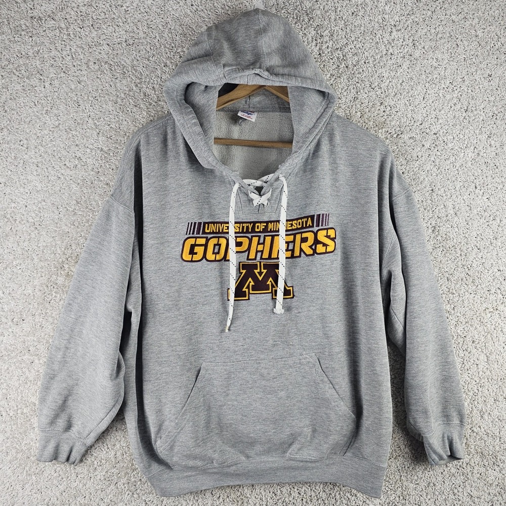 Vintage 90s Dodger MN Golden Gophers Lace Up Hoodie Sz XL Embroidered